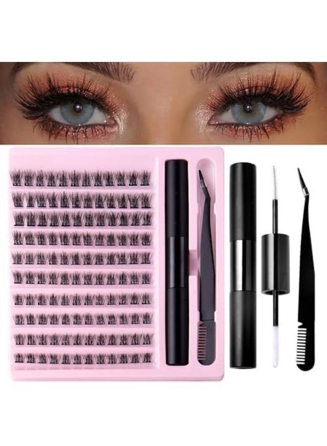 Azonee Thick Natural Cluster Eyelashes Soft Light 120 Clusters Lashes, Diy Lash Extensions Wispy, Individual Extensions, With Bond & Seal + Tweezer - Image 4