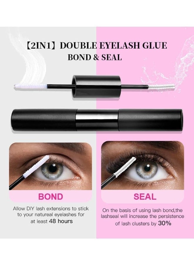 Azonee Thick Natural Cluster Eyelashes Soft Light 120 Clusters Lashes, Diy Lash Extensions Wispy, Individual Extensions, With Bond & Seal + Tweezer - Image 3