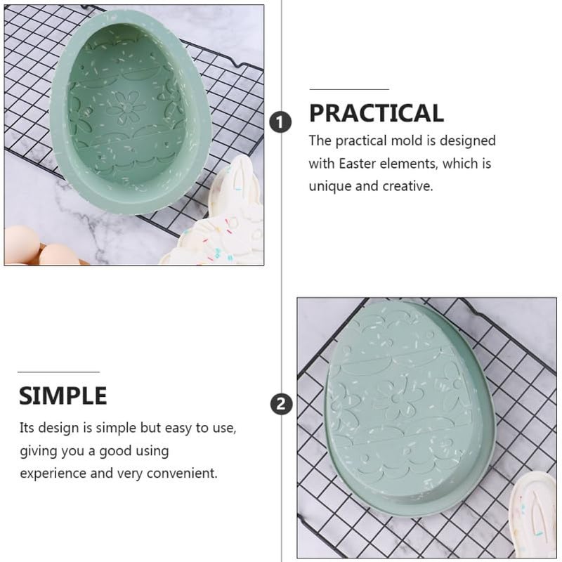 VOSAREA Egg Cake Pans: Silicone Easter Egg Mold Jumbo Easter Mould Cake Chocolate Mold Silicone Candy Biscuit Tray for Baking Supplies Party Decorations - Image 5