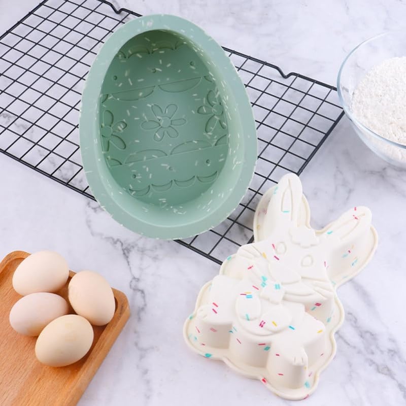 VOSAREA Egg Cake Pans: Silicone Easter Egg Mold Jumbo Easter Mould Cake Chocolate Mold Silicone Candy Biscuit Tray for Baking Supplies Party Decorations - Image 3