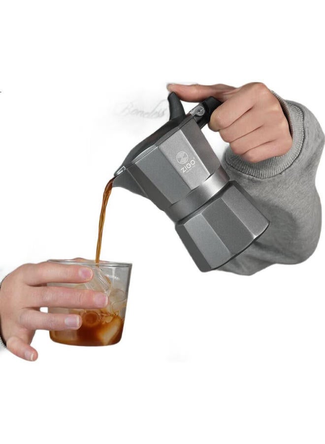 Zigo Dual-Valve Moka Pot, Italian Espresso Pour-Over Coffee Maker, Home And Outdoor Use, [National Subsidy], Xuan Iron Gray - Image 3