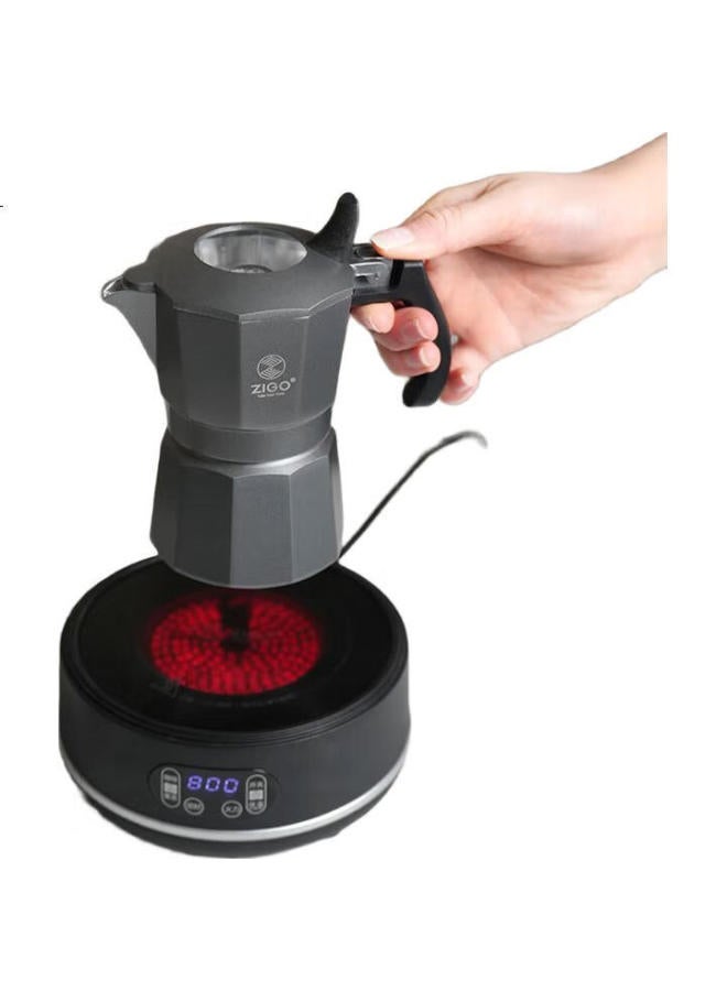Zigo Dual-Valve Moka Pot, Italian Espresso Pour-Over Coffee Maker, Home And Outdoor Use, [National Subsidy], Xuan Iron Gray - Image 1