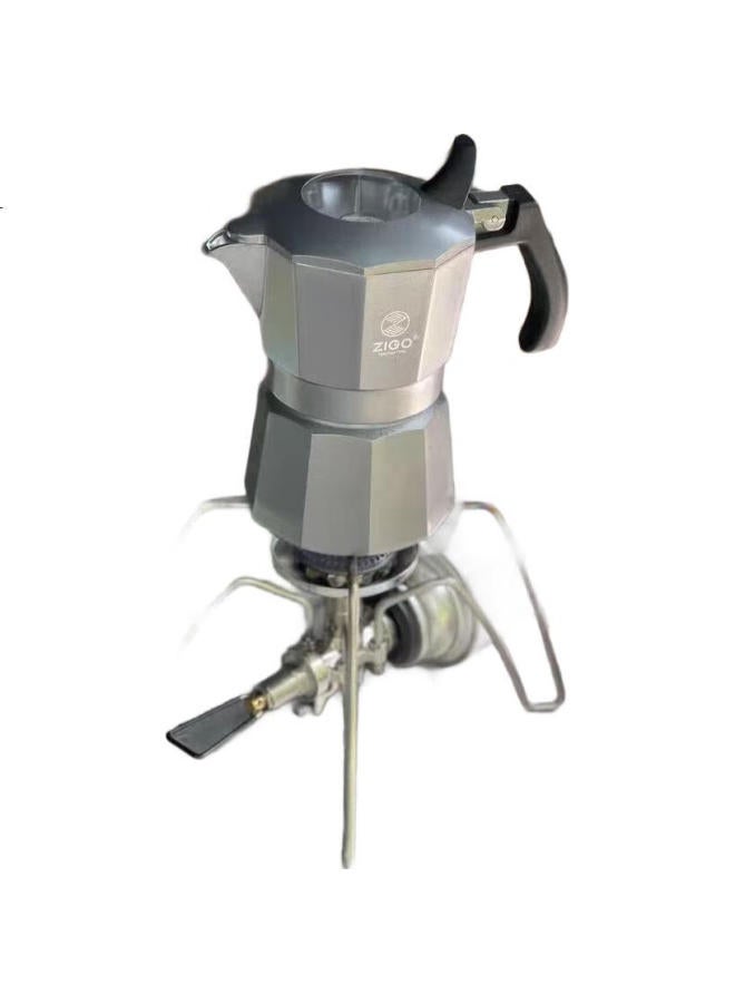 Zigo Dual-Valve Moka Pot, Italian Espresso Pour-Over Coffee Maker, Home And Outdoor Use, [National Subsidy], Xuan Iron Gray - Image 2