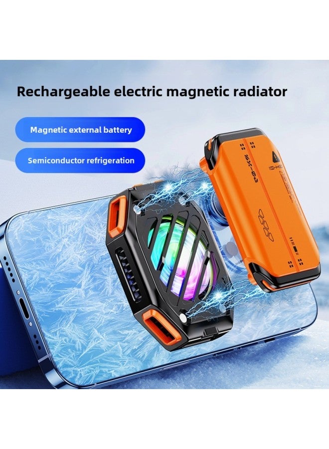 Loquat 2024 X111 Mobile Phone Radiator Seven External Removable Battery Magnetic Semiconductor Cooling-Color:Orange Complete Set - Image 5