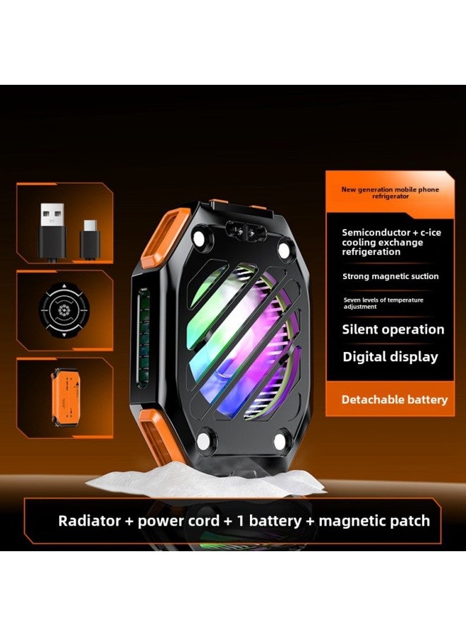 Loquat 2024 X111 Mobile Phone Radiator Seven External Removable Battery Magnetic Semiconductor Cooling-Color:Orange Complete Set - Image 1