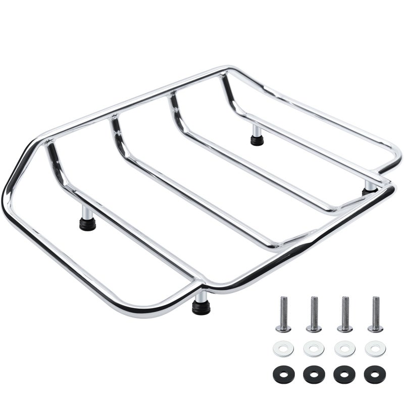 MoKitDora Tour Pak Pack Luggage Rack Trunk Rail Top Compatible with Harley 1984up Touring CVO Street Glide Electra Glide Road Glide King Ultra Limited Chrome