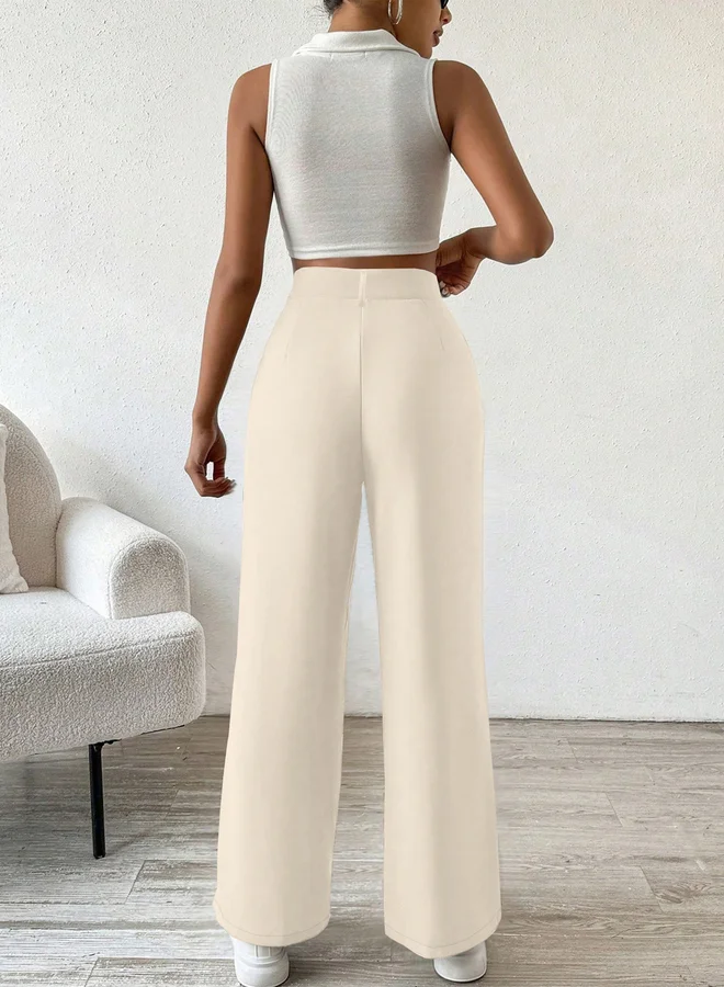 تايك تو بنطلون بيج مستقيم الساق