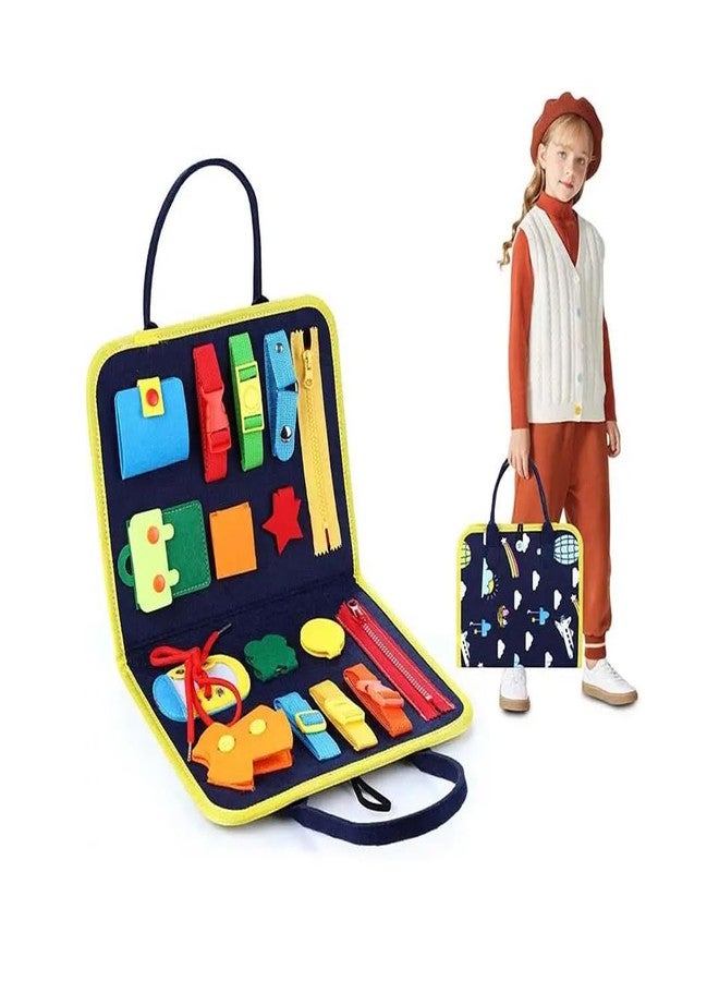 Breatoi Toddlers Busy Board, Sensory Boards For Autism Toys, Interactive Educational Toys 2+ Years Old Girls Boys Learn To Dress, Fine Motor Skills Travel Toys For Airplane Or Car (Space),Multicolor - Image 4