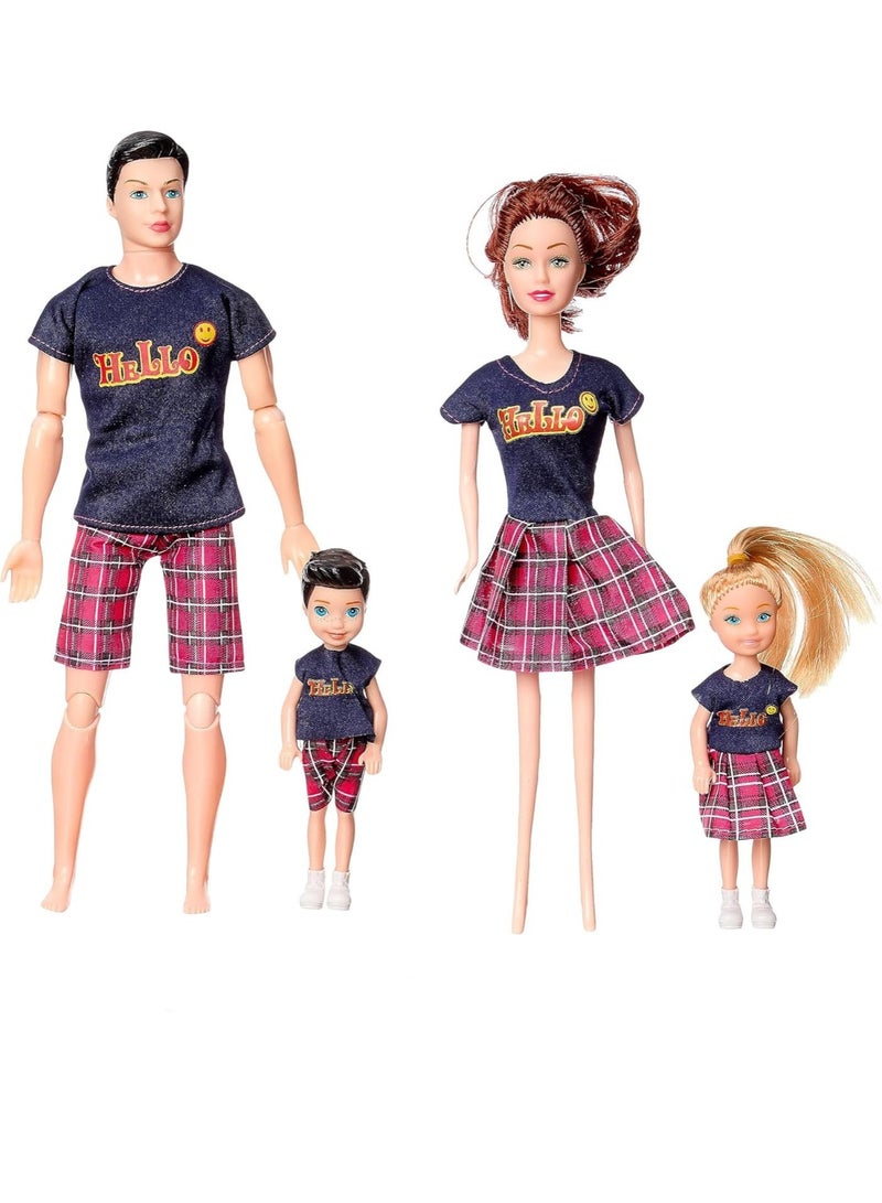 Happy Girl Family Doll Set 4 Dolls with Coordinated Outfits – Toy for Girls Ages 3 and Up - Image 1