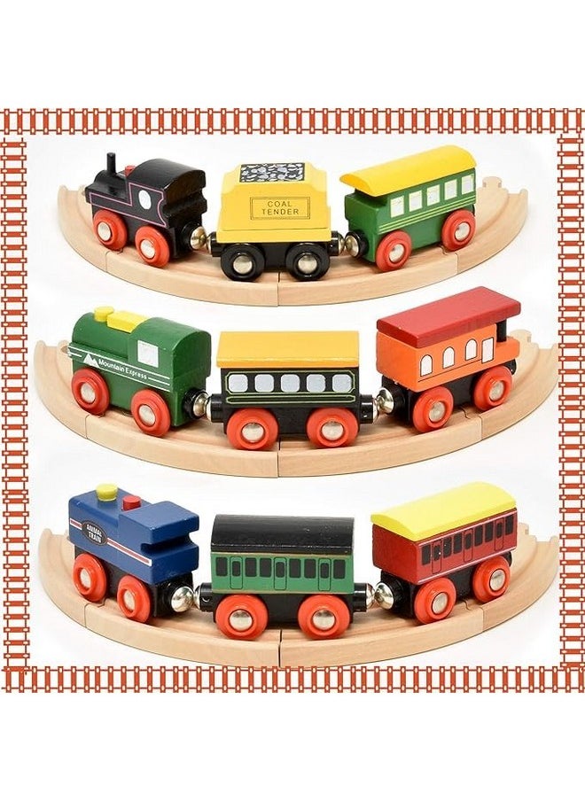 Gift Boutique Gift Boutique Wooden Train Cars 9 Piece Collection of Magnetic Trains and Wood Engine and Vehicles Compatible with All Major Brands, A Deluxe Railway Set for Kids  - Image 5