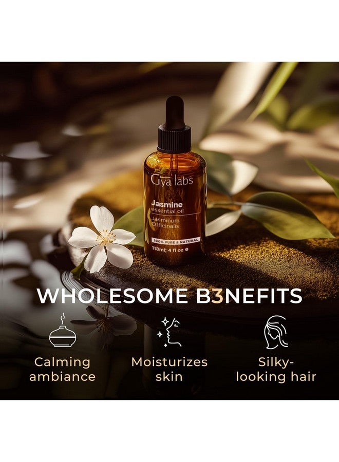 gya labs Jasmine Essential Oil For Diffuser - Huge 4 Fl Oz - 100% Pure Natural Jasmine Oil Essential Oil For Diffuser, Skin, Hair, Massages, Floral & Alluring Scent For Aromatherapy & Candle Making - Image 5
