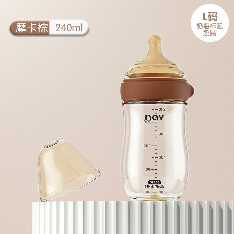 Nuoaiin Newborn Imitation Breast Milk Anti-Flatulence High Borosilicate Glass Bottle Newborn Baby 0-10 Months Bottle - Image 1