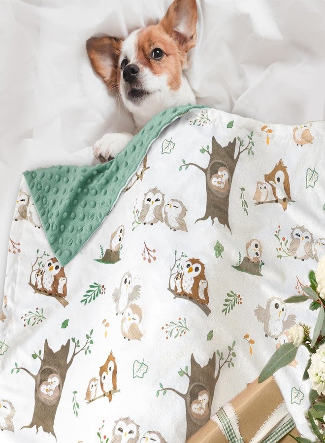 BOPRIO Baby Blankets for Unisex Boys Girls, Ultra Soft Nursery Minky Blankets with Owl Family Design and Dotted Fleece Backing, Cozy Bed Throws for Newborn Toddler Gift 30 x 40 Inch - Image 3