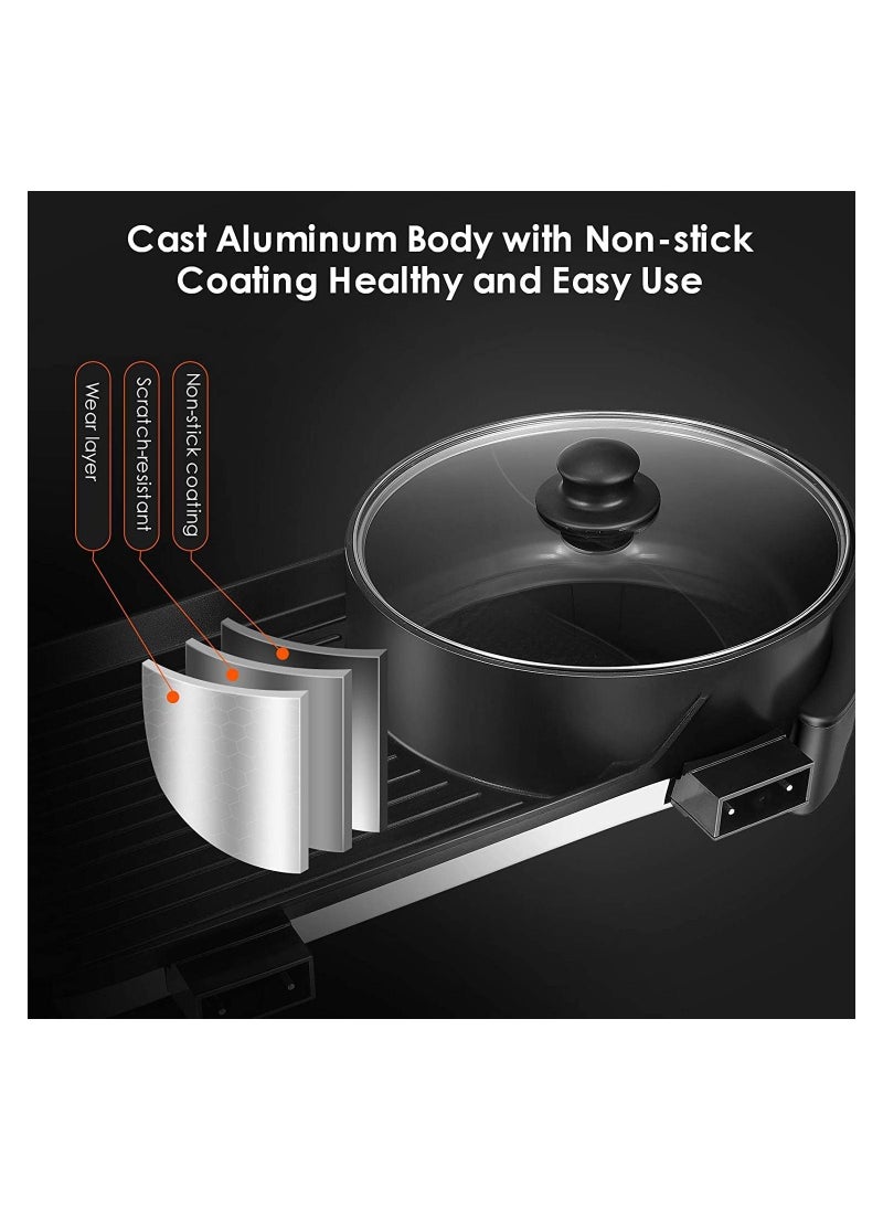 BestStore - 2 In 1 Electric Grill and Hotpot with Divider Multifunctional Indoor Smokeless 2000W with Dual 5-Speed Control - Image 1
