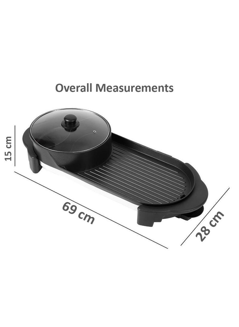BestStore - 2 In 1 Electric Grill and Hotpot with Divider Multifunctional Indoor Smokeless 2000W with Dual 5-Speed Control - Image 1