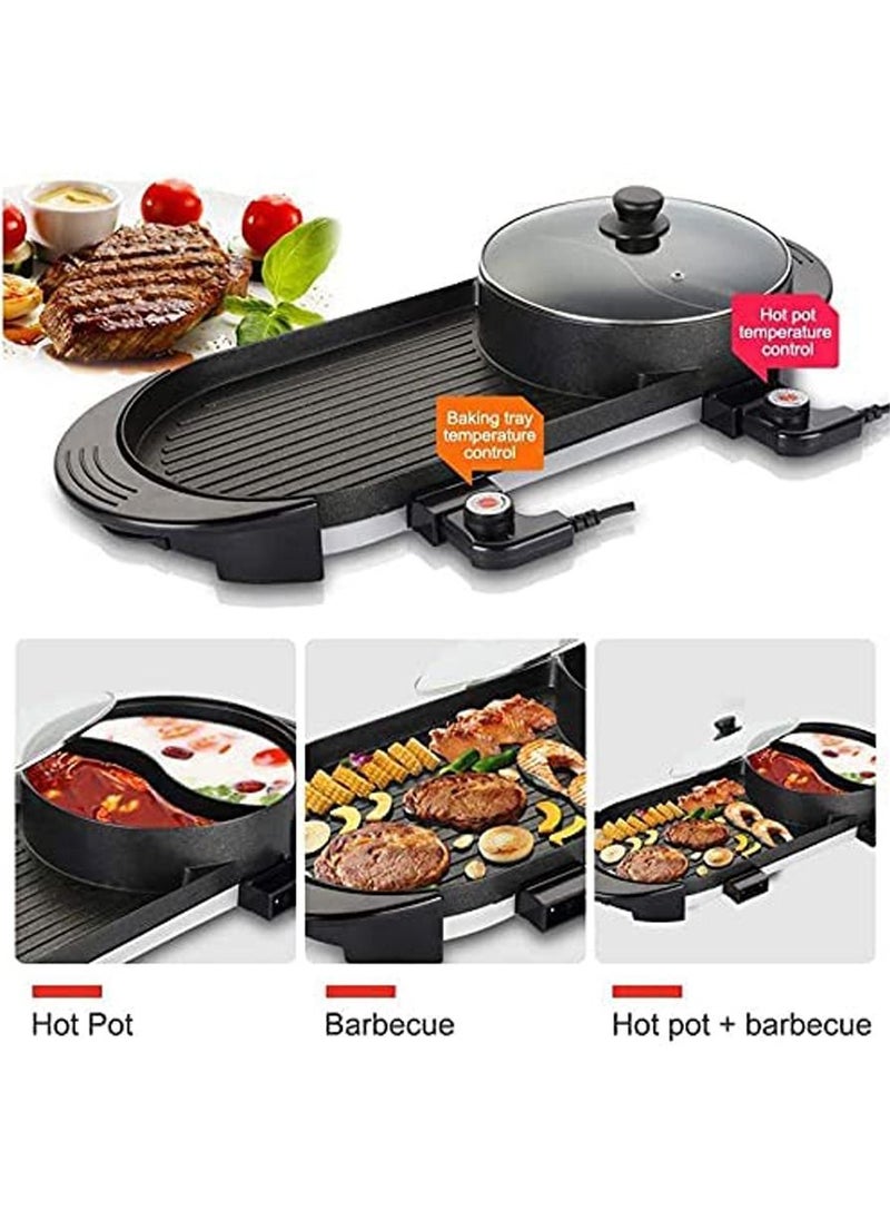 BestStore - 2 In 1 Electric Grill and Hotpot with Divider Multifunctional Indoor Smokeless 2000W with Dual 5-Speed Control - Image 1