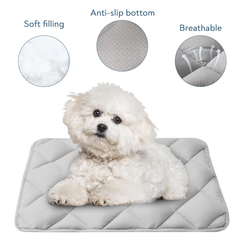 Magik & Kover Dog Bed Crate Pad 2 Pack, Soft Dog Crate Mat with Anti-Slip Bottom, Machine Washable Kennel Pad, Fits 24 Inch, Grey - Image 2