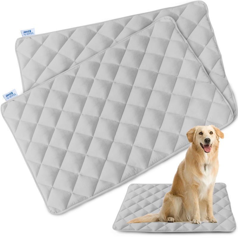 Magik & Kover Dog Bed Crate Pad 2 Pack, Soft Dog Crate Mat with Anti-Slip Bottom, Machine Washable Kennel Pad, Fits 24 Inch, Grey - Image 1