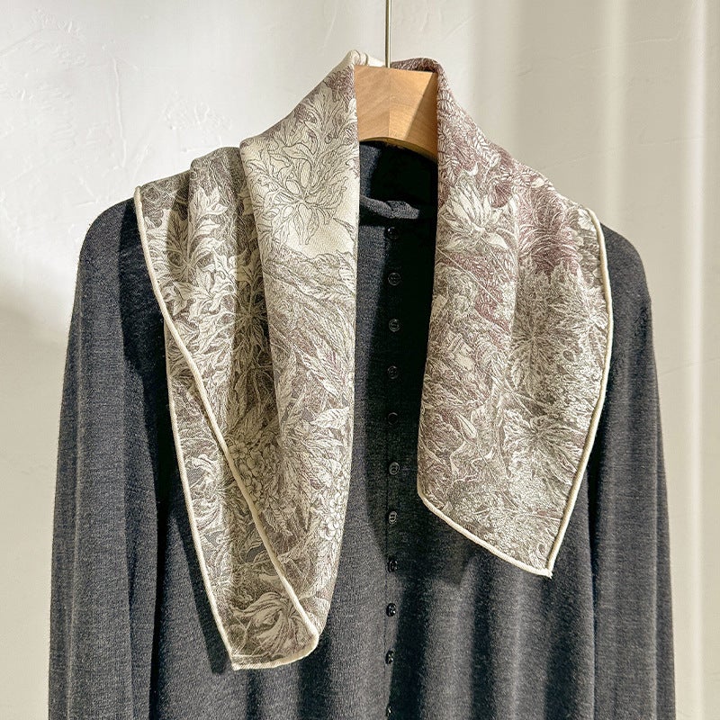 Palermo Botanical Silk Wool Scarf for Women - Image 4