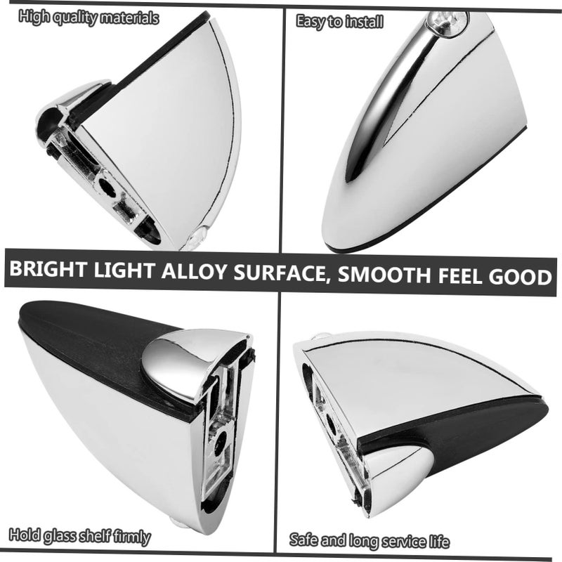 Silver Glass Clamps 8pcs Glass Shelf Fixing Clips For Wine Cabinet And Bathroom Elegant Brackets For Secure Panel Attachment Sturdy Design Home Use - Image 3