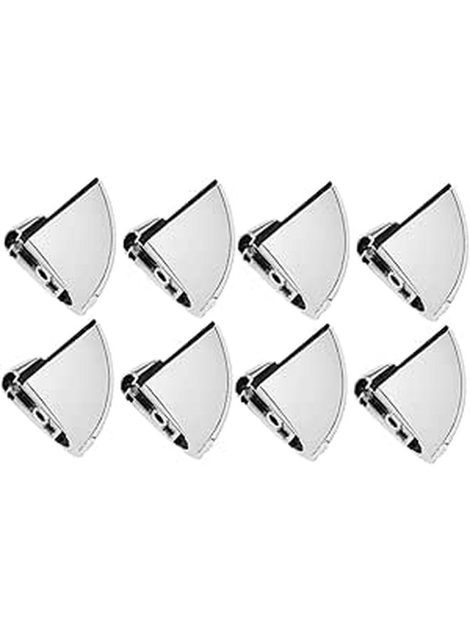 Silver Glass Clamps 8pcs Glass Shelf Fixing Clips For Wine Cabinet And Bathroom Elegant Brackets For Secure Panel Attachment Sturdy Design Home Use - Image 1