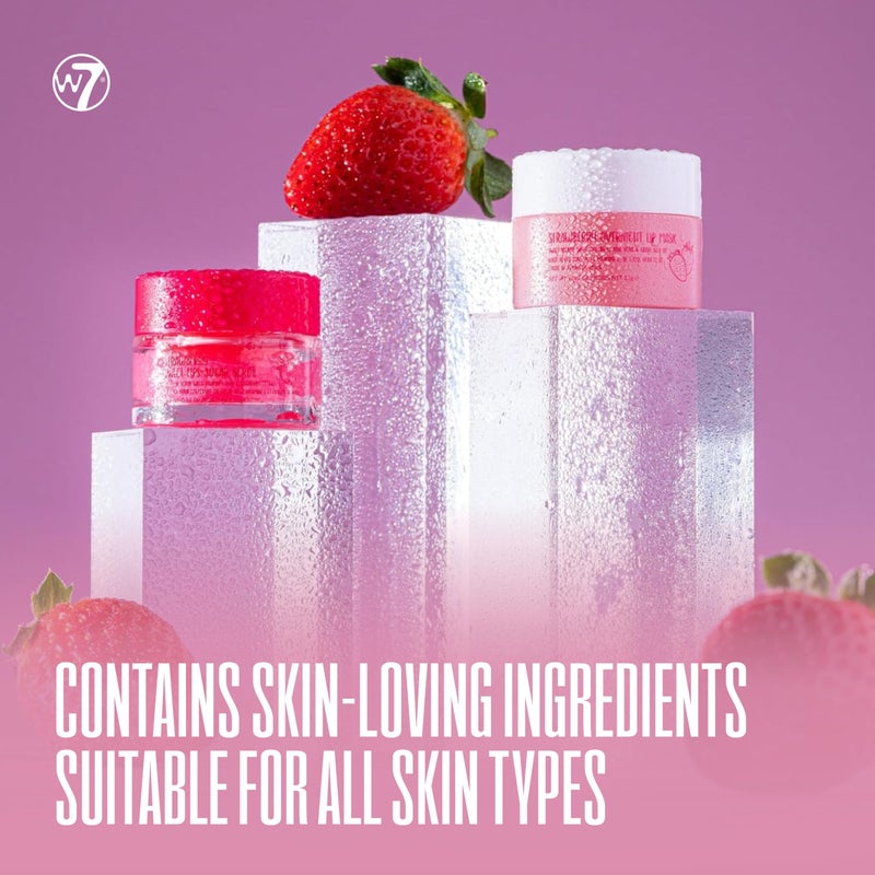 W7 Sweet Dreams Lip Scrub & Overnight Lip Mask Duo - 2 Piece Gift Set - Strawberry Flavour - Exfoliate, Condition, Soothe & Hydrate - Image 4