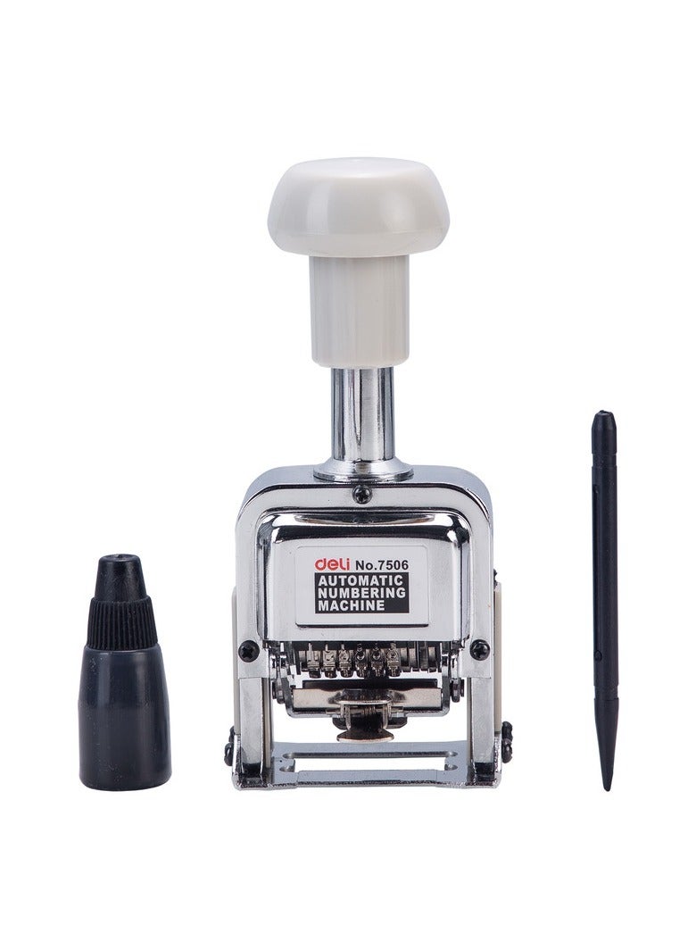 Deli E7506 6 Digits Plastic & Metal Numbering Machine - White - Efficient Labeling Solution for Office, Warehouse, and Inventory Use - Image 3