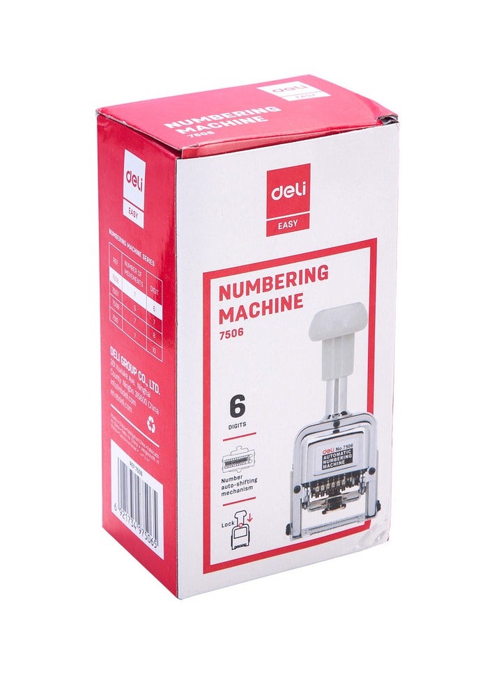 Deli E7506 6 Digits Plastic & Metal Numbering Machine - White - Efficient Labeling Solution for Office, Warehouse, and Inventory Use - Image 5