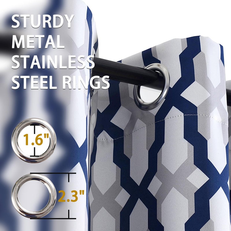 DriftAway Mason Thermal Blackout Grommet Window Curtains Geometric Trellis Pattern 2 Panels Each 52 Inch by 54 Inch Navy - Image 2