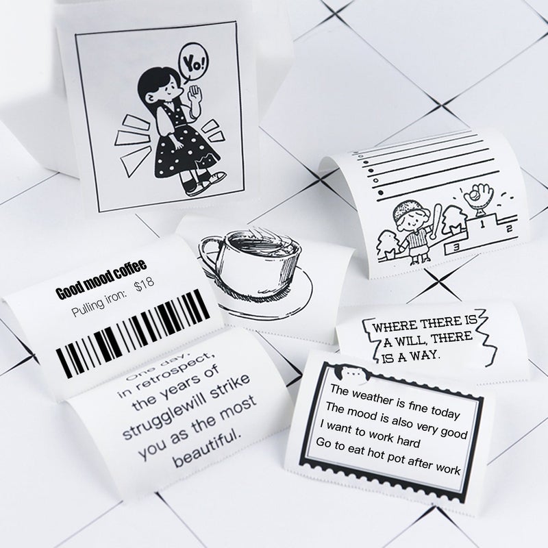 5 Rolls 57x30mm Self-Adhesive Direct Thermal Paper White Printable Sticker Paper Waterproof Oil-proof Friction-proof Sticky Paper Roll for Pocket Mobile Thermal Printer BT Photo Printer - Image 3