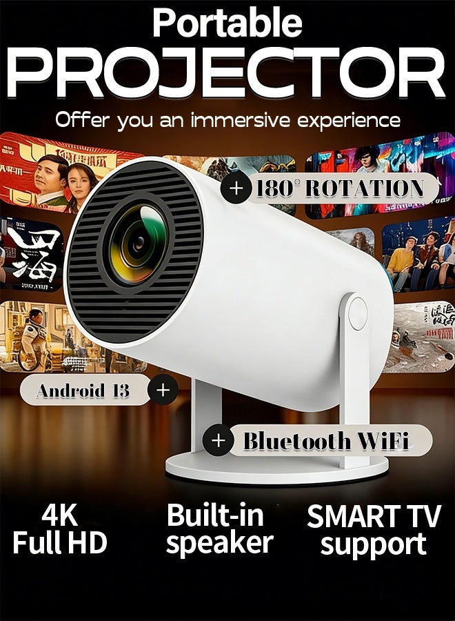 Projector 4K Full HD WiFi Portable Android Smart Mini  with WiFi & Bluetooth | Home Movie Phone Projector - Image 1