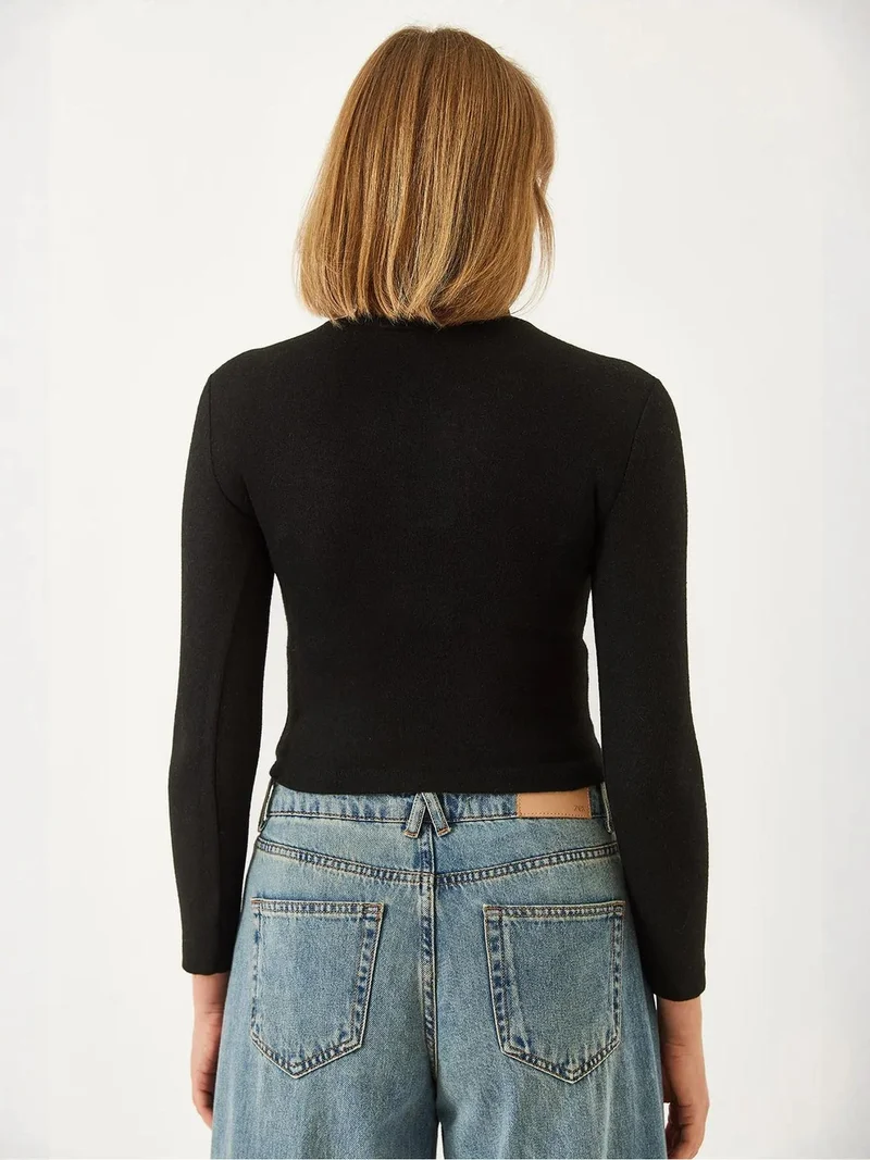 Bianco Lucci LUCCI Slim Fit Half Turtleneck Top