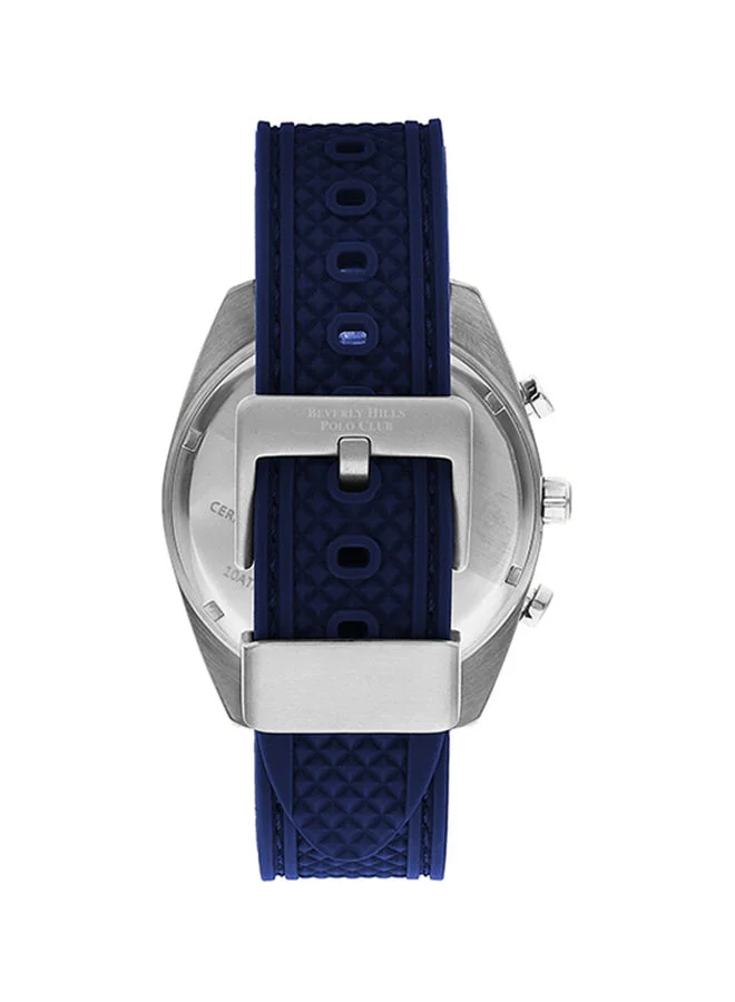 بيفرلي هيلز بولو كلوب Men's VX9J Movement Watch, Multi Function Display and Silicone Strap - BP3337X.399, Blue