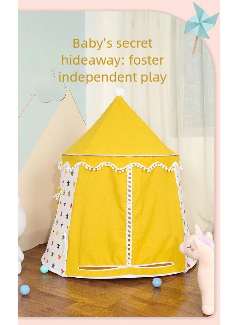 أنا أحب الأطفال الأطفال القطن خيمة لعبة ، قلعة المسرح حجم كبير للطي 110CM*110CM*130CM (أصفر) - Image 4