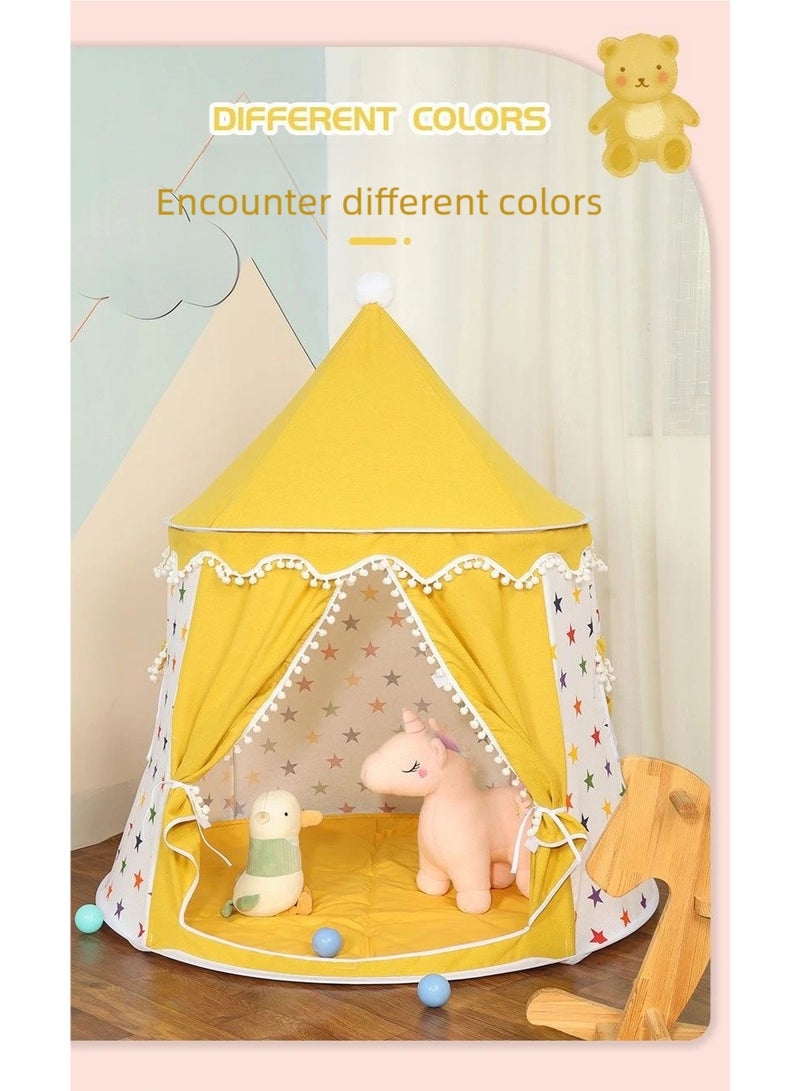 أنا أحب الأطفال الأطفال القطن خيمة لعبة ، قلعة المسرح حجم كبير للطي 110CM*110CM*130CM (أصفر) - Image 3