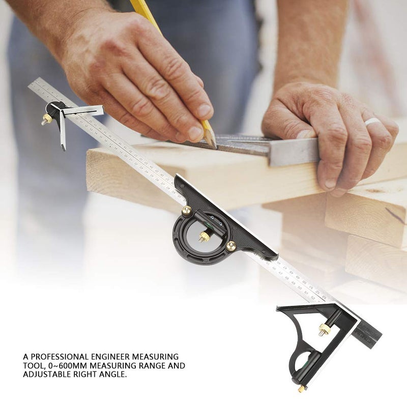 كلاراكو مربع مركب، مسطرة معدنية قابلة للتعديل بزاوية قائمة، أداة قياس هندسية - Image 4