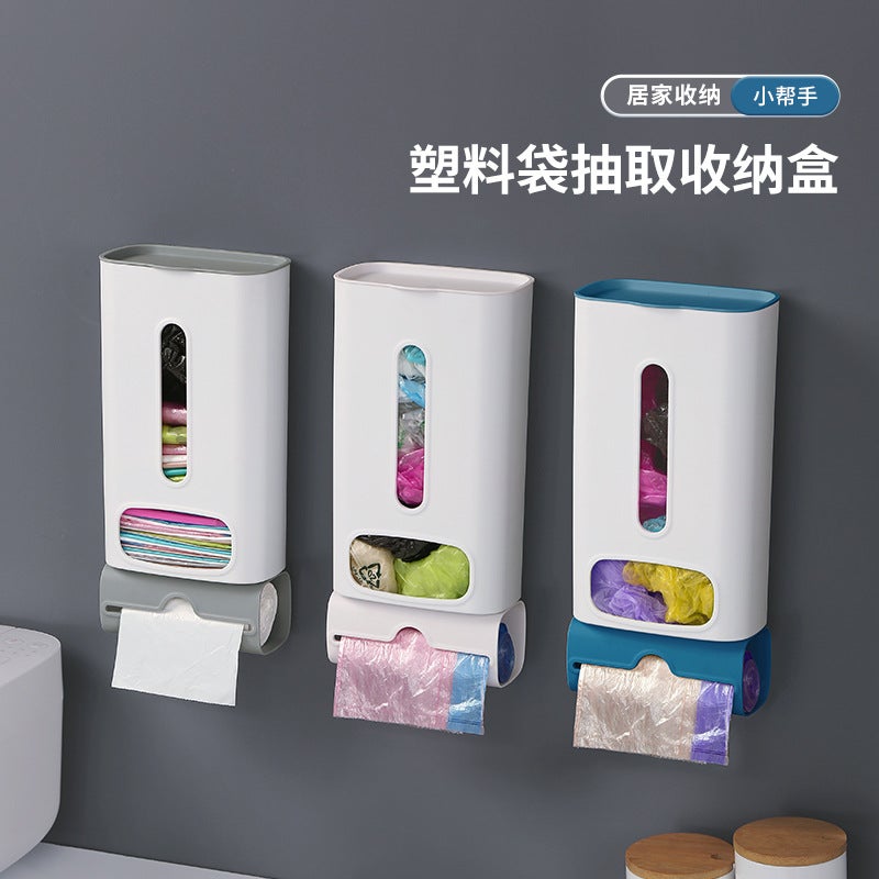 Garbage Bag Storage Box New Large Household Kitchen Wall-Mounted Plastic Bag Storage Artifact Large Capacity Organizing Box - Image 2