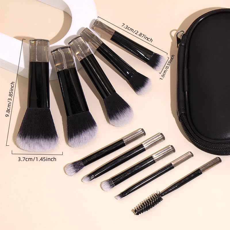 Coshine Portable ON THE GO Makeup Brush Set, COSHINE 10pcs Easy-taken Mini Full Complete Function Cosmetic Brushes Kit with Brush Pouch (black) - Image 5