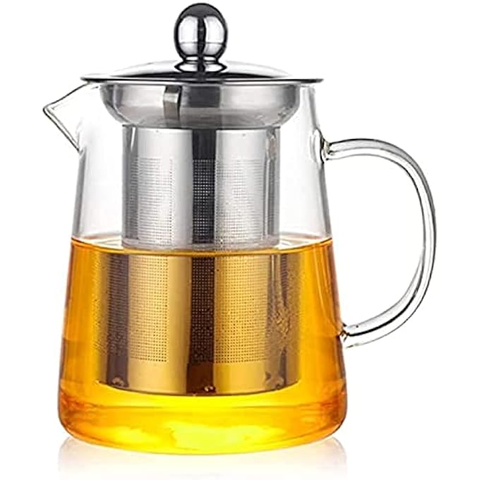 ALEECYN Glass Teapot With Removable Infuser Glass Teapot Stovetop For Blooming And Loose Leaf Tea Stovetop Safe Glass Tea Kettle With Stainless Steel Lid 950Ml Sd42 - Image 1
