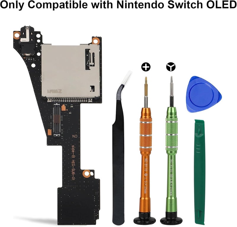 EEEKit Replacement Game Card Cartridge Reader Slot with Headphones Jack Plug Port and Repair Tools for Nintendo Switch OLED, HEG-SUB-01 - Image 2