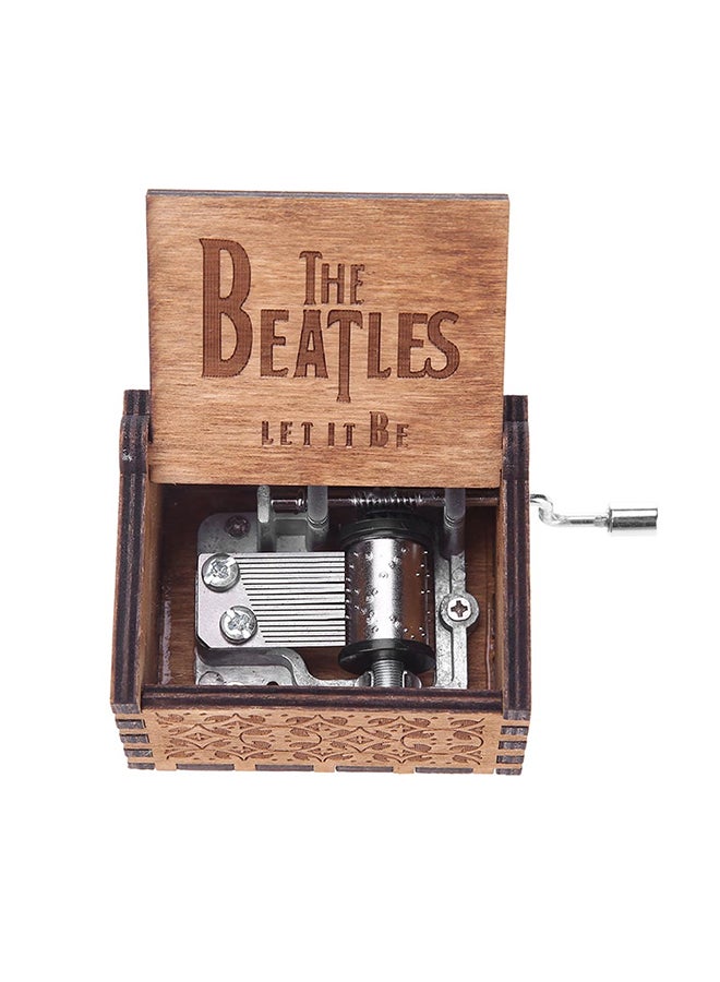 Sharpdo The Beatles Let It Be Antique Carved Wooden Hand Crank Music Box Beige/Brown
