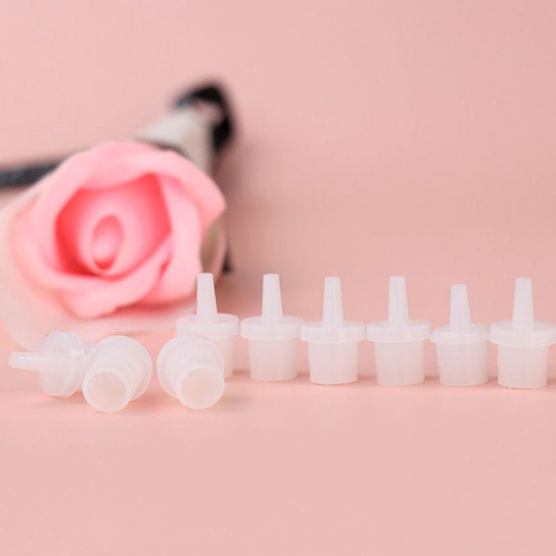 Kisangel 100pcs Eyelash Glue Bottle Caps Refillable Stopper Plug with Precision Applicator Tips for Eyelash Extension Tools White for Home and Travel Use - Image 4