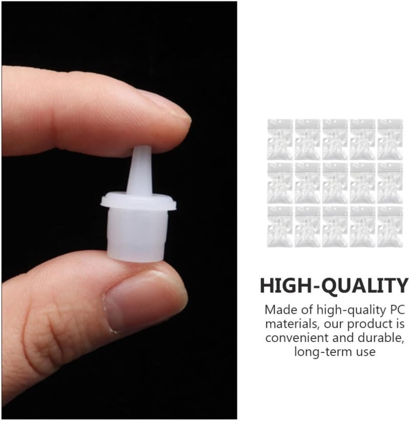 Kisangel 100pcs Eyelash Glue Bottle Caps Refillable Stopper Plug with Precision Applicator Tips for Eyelash Extension Tools White for Home and Travel Use - Image 2