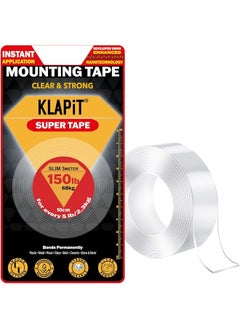KLAPiT KLAPiT SUPER TAPE Double Sided Tape Heavy Duty Mounting Holds 150 Pounds or 68Kg Weight Using Enhanced Nanotechnology. Clear Tape for Wall, Wood, Tile, Stone, Glass, Metal and Acrylic Slim 3m  - Image 1