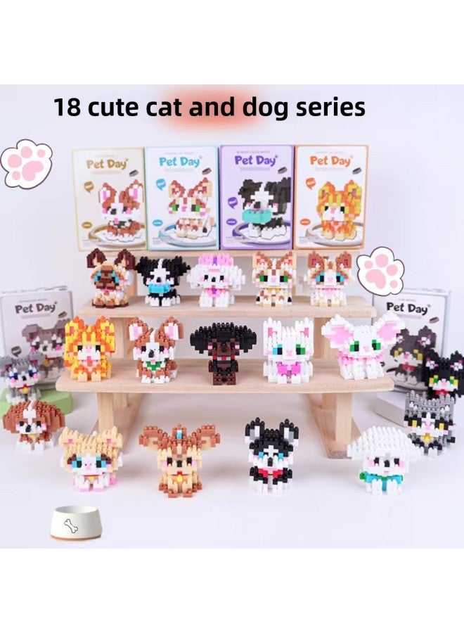 Compatible With Lego Children's Assembled Ornaments Puppy Kitten Pet Corgi Orange Cat Husky Micro Particle Simulation Building Blocks-Color:K222 Beautiful Short  - Image 2