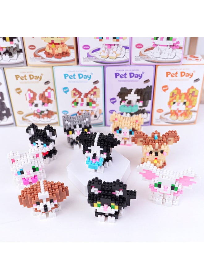 Compatible With Lego Children's Assembled Ornaments Puppy Kitten Pet Corgi Orange Cat Husky Micro Particle Simulation Building Blocks-Color:K222 Beautiful Short  - Image 3