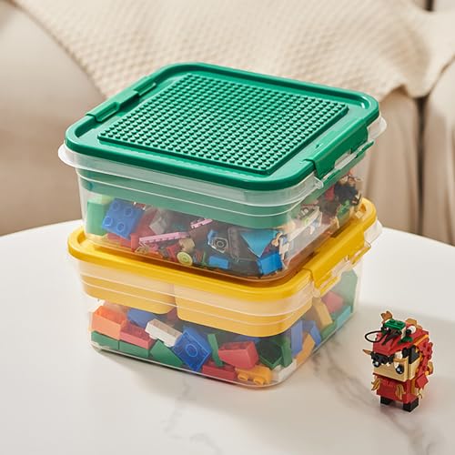 WMM Toys Storage Organizer Bins for Lego Building Blocks Storage with Building Baseplate Lid Storage Containers for Building Brick Storage Plastic Stackable Organizer Bin Toy Chest - Image 5