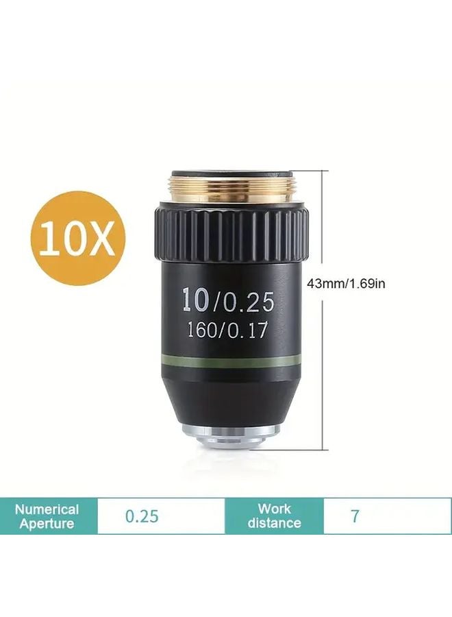 195 10X Achromatic Microscope Objective Lens RMS 20 2mm Metal Optical Lenses - Image 1