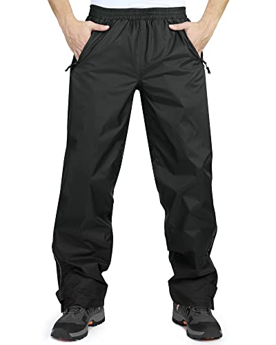 33,000ft Men's Rain Pants, Waterproof Rain Over Pants, Windproof Outdoor Pants for Hiking, Fishing Black - Image 1