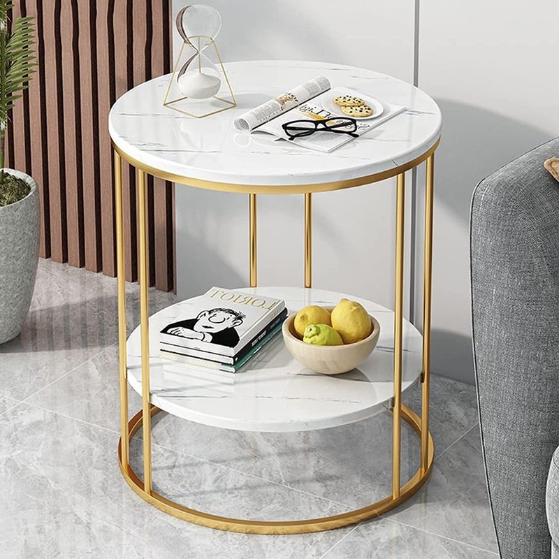 Priti 2 Tier Coffee Table with Small Round Table Like MDF Modern, Double MDF Desk, Balcony Coffee Table, Living Room, - Image 1